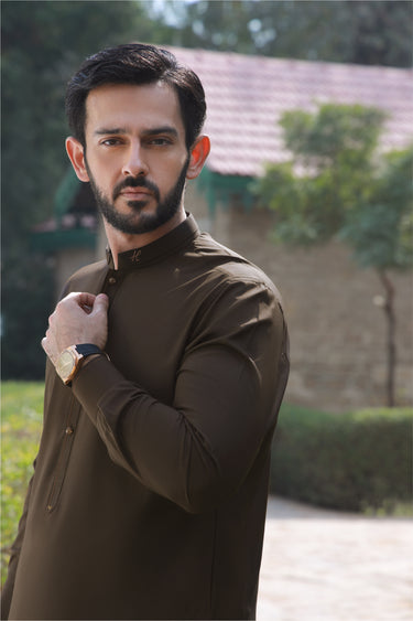 DARK BROWN BOSKY SHALWAR KAMEEZ Humayunalamgir