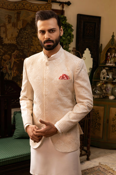 Beige Prince Coat Nikkah humyaunalamgir