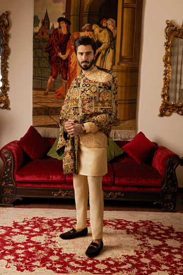 Black Printed Embossed shawl HumayunAlamgir