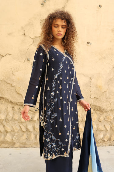 Navy Blue Multi Resham Clothing humyaunalamgir
