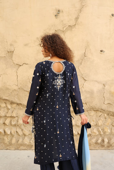 Navy Blue Multi Resham Clothing humyaunalamgir