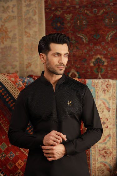 BLACK FOAM KURTA PAJAMA Humayunalamgir