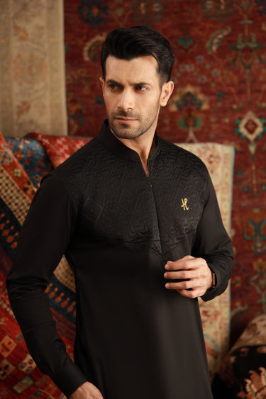 BLACK FOAM KURTA PAJAMA Humayunalamgir