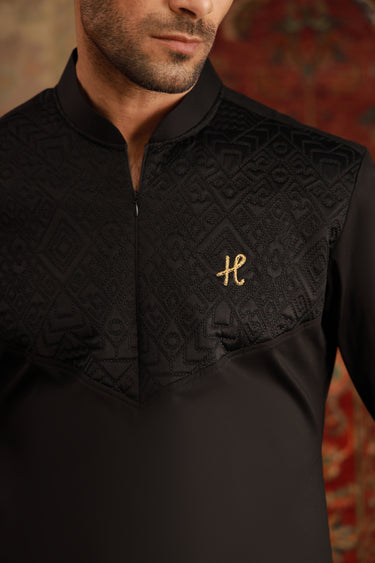 BLACK FOAM KURTA PAJAMA Humayunalamgir