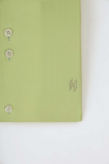 PISTACHIO GREEN LINEN SHIRT Humayunalamgir