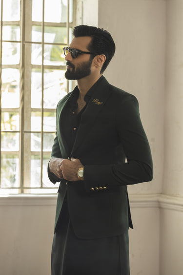Bottle Green wash n wear Shalwar Kameez Humayun Alamgir