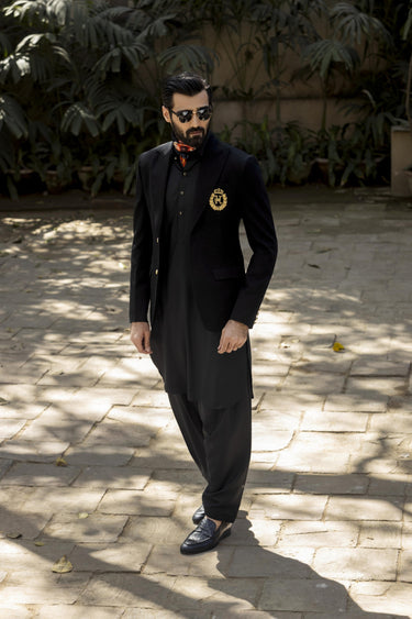 black wash n wear shalwar kameez Humayun Alamgir
