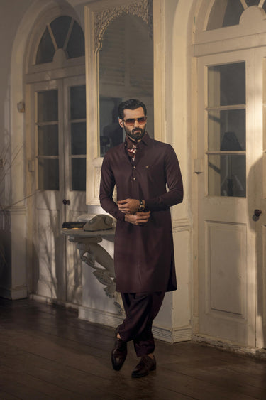 Burgundy wash n wear SHALWAR KAMEEZ Humayun Alamgir