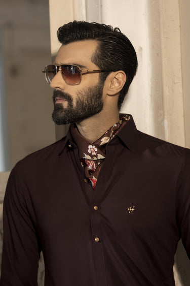 Burgundy wash n wear SHALWAR KAMEEZ Humayun Alamgir