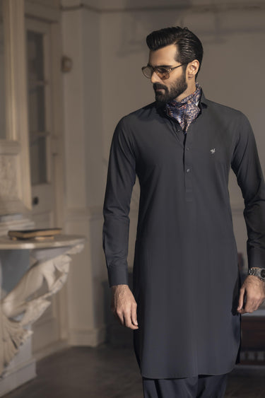 CEMENT GREY wash n wear SHALWAR KAMEEZ Humayun Alamgir
