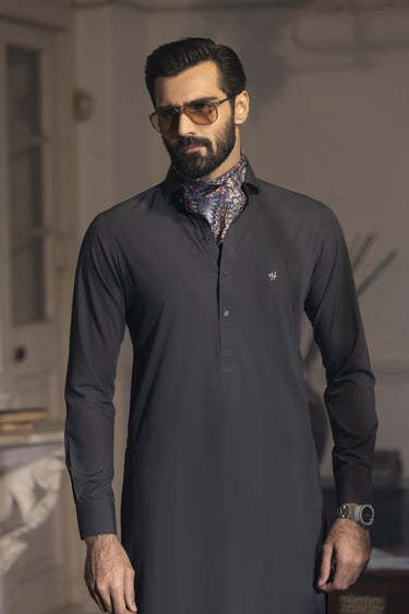CEMENT GREY wash n wear SHALWAR KAMEEZ Humayun Alamgir
