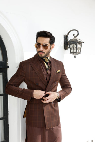 BROWN TEXTURE WASH N WEAR SHALWAR KAMEEZ Humayunalamgir
