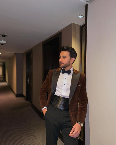 Brown Velvet Tuxedo Humayunalamgir