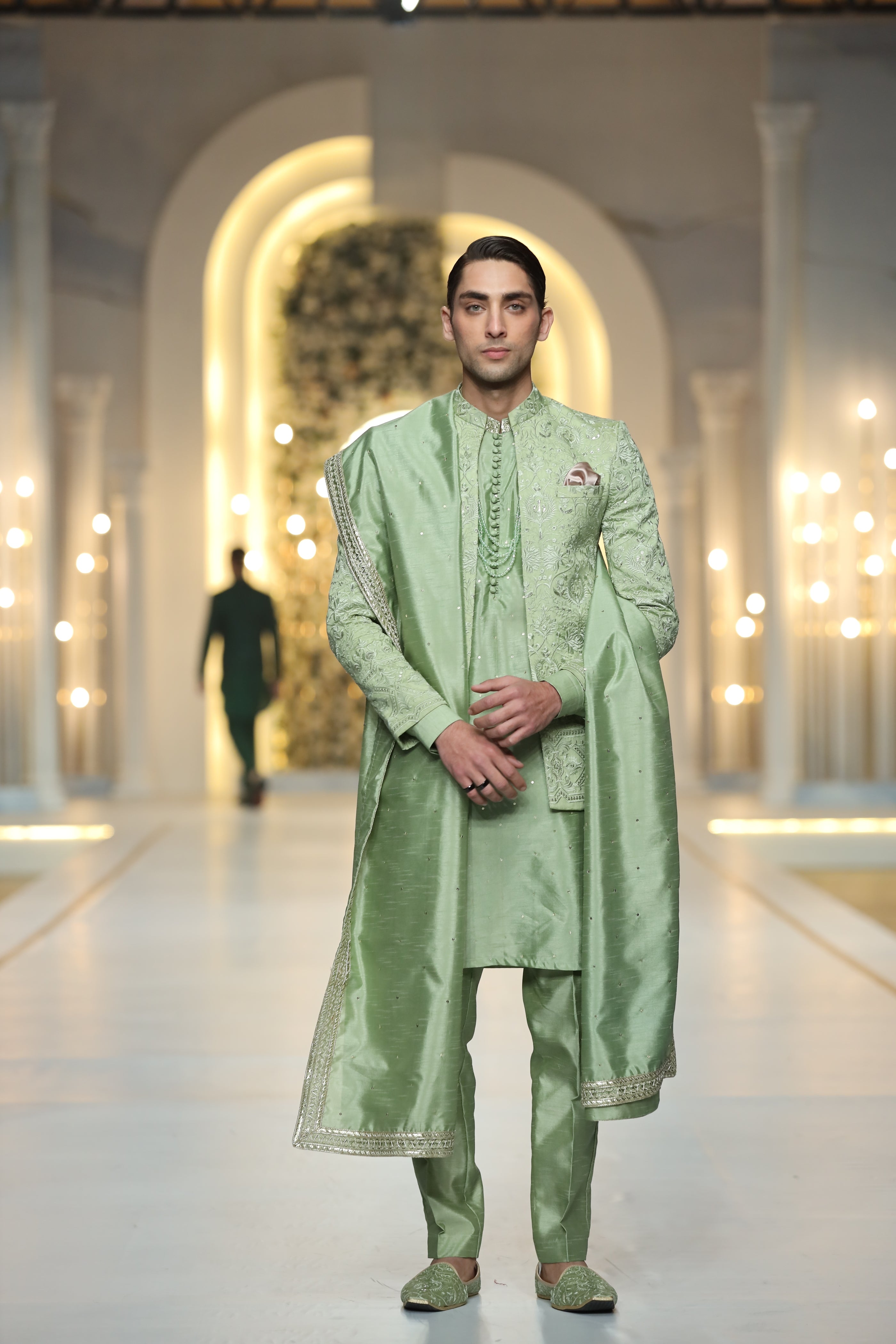Mint Green Prince Coat – Humayunalamgir - Main Image