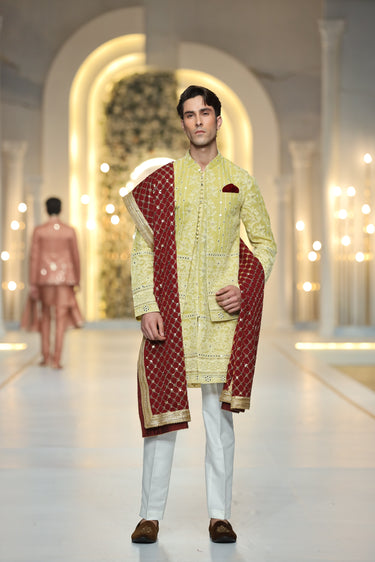Yellow Waist Coat Mehndi Collection HumayunAlamgir