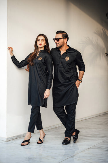 Black Cotton Kurta Pajama Humayun Alamgir S