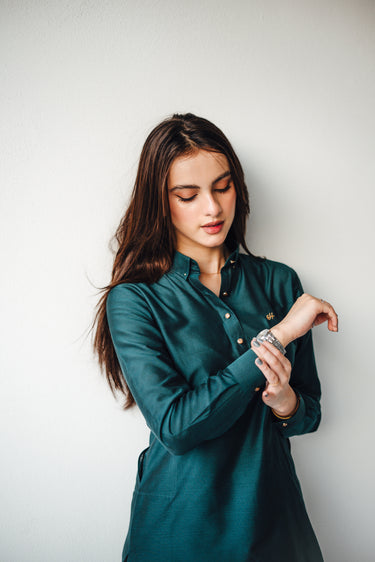 Teal Green Kurta Pajama Humayun Alamgir