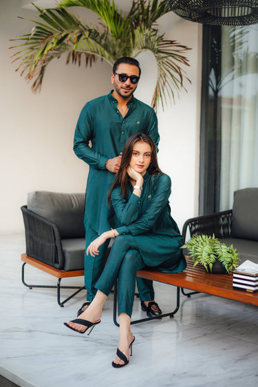 Teal Green Kurta Pajama Humayun Alamgir S
