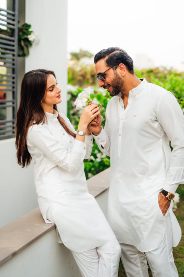 White Cotton Kurta Pajama Humayun Alamgir