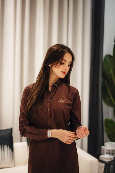 Brown Cotton Kurta Pajama Humayun Alamgir