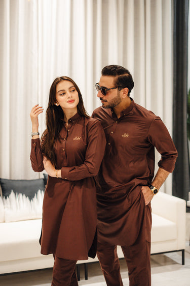Brown Cotton Kurta Pajama Humayun Alamgir