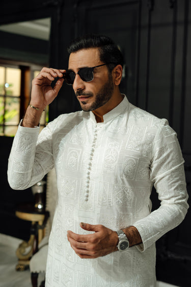 "SHAH" WHITE KURTA PAJAMA Humayun Alamgir