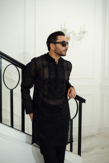 "AKSHAR" Black Kurta Pajama Humayun Alamgir