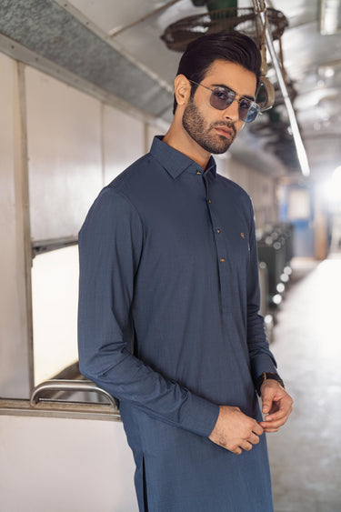 Texture Blue Wash n Wear Shalwar Kameez Humayun Alamgir