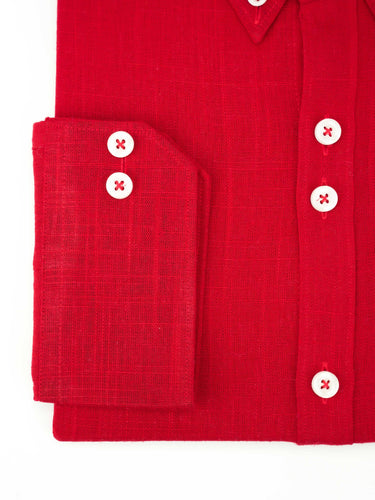 RED LINEN SHIRT Humayunalamgir