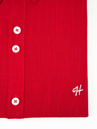 RED LINEN SHIRT Humayunalamgir