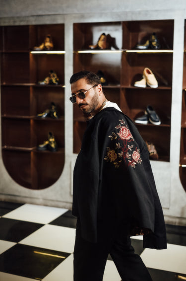 BLACK FLORAL EMBROIDERED CO-RD SET Casual Humayun Alamgir