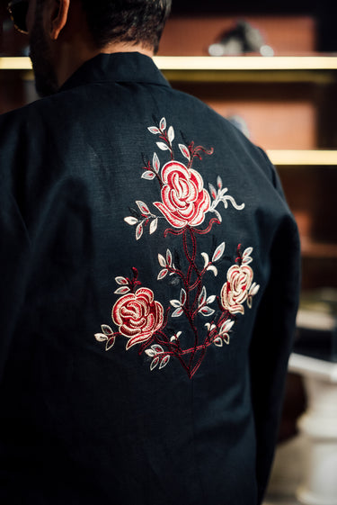 BLACK FLORAL EMBROIDERED CO-RD SET Casual Humayun Alamgir