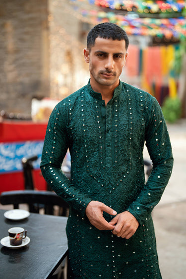 Sheesh - Posh GREEN Kurta Pajama Humayunalamgir