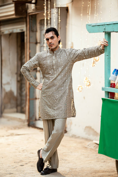 Sheesh - Posh CHAMPAGNE Kurta Pajama Humayunalamgir