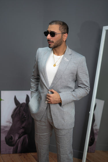 Italian Grey linen Suit Suits HumayunAlamgir