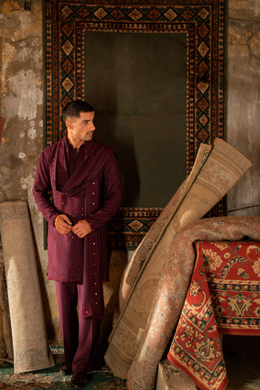 AINA - KAARI TEAL PURPLE KURTA PAJAMA Humayunalamgir