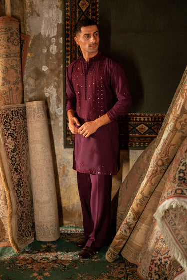 AINA - KAARI TEAL PURPLE KURTA PAJAMA Humayunalamgir