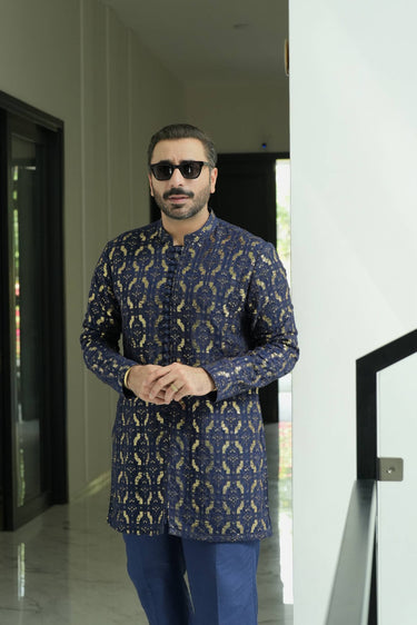 Jhalke zareen - Navy blue Kurta pajama Humayunalamgir