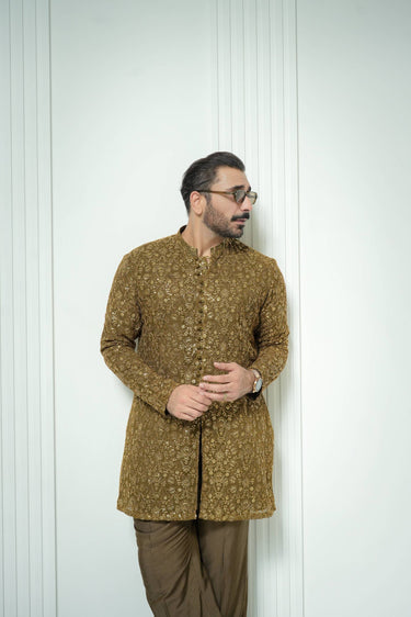 Jhalke zareen - Olive Gold Kurta pajama Humayunalamgir
