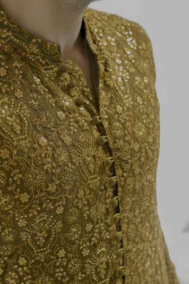 Jhalke zareen - Olive Gold Kurta pajama Humayunalamgir