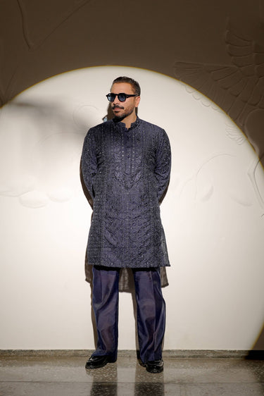 SHEESH – POSH NAVY BLUE KURTA PAJAMA Humayunalamgir