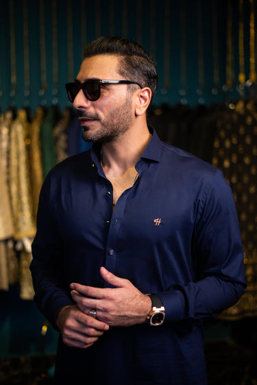NAVY BLUE EGYPTION COTTON Humayun Alamgir