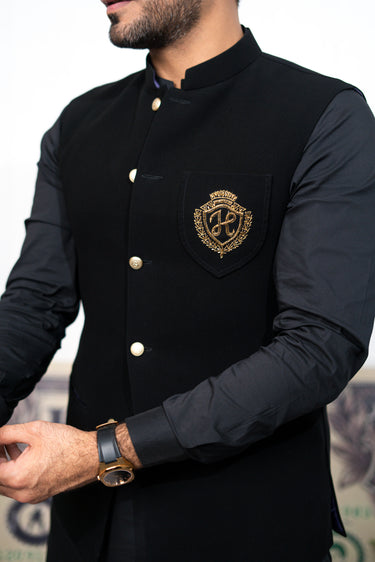 Black Armani Waist Coats HumayunAlamgir
