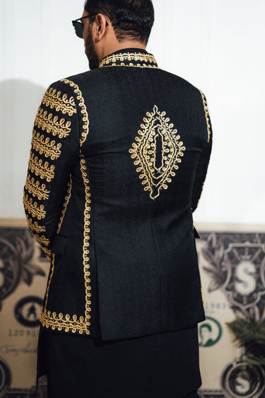 Black Mehndi Prince Coat Mehndi Collection HumayunAlamgir