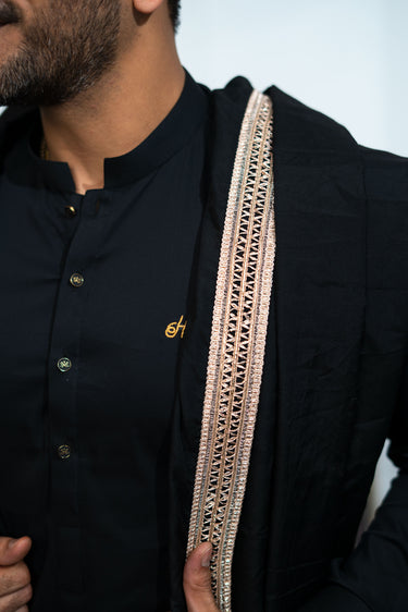 Black Cotton Silk Shawl HumayunAlamgir