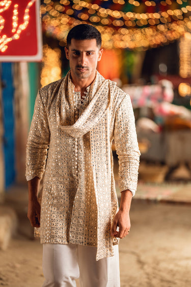 AMEER – BEIGE KURTA PAJAMA Humayunalamgir