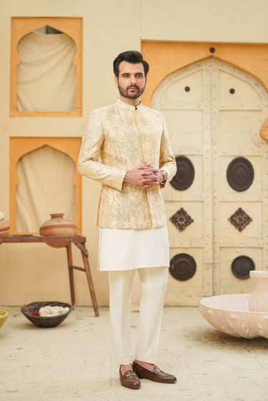 Embellish Self Sequence Prince Coat humyaunalamgir