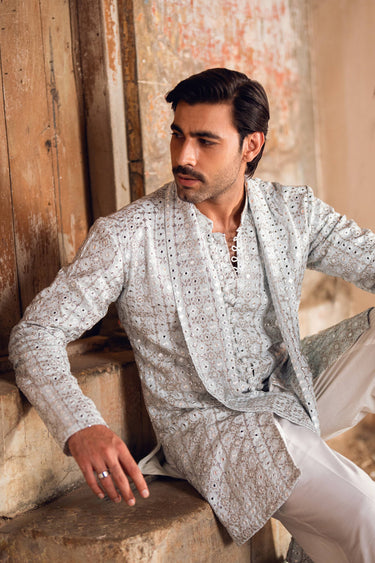 AMEER – LIGHT BLUE KURTA PAJAMA Humayunalamgir