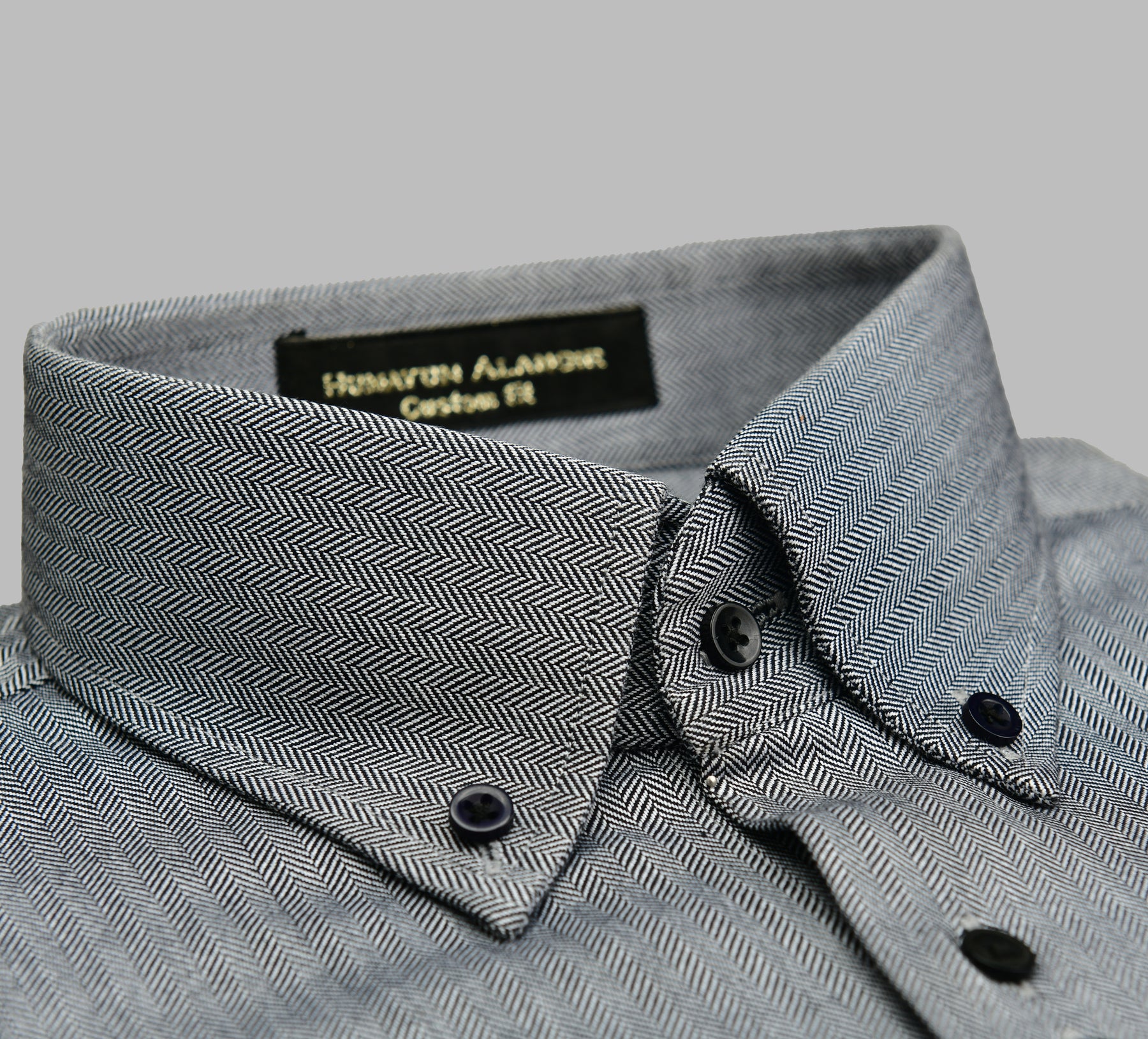 Grey Herringbone Egyption Cotton Shirt