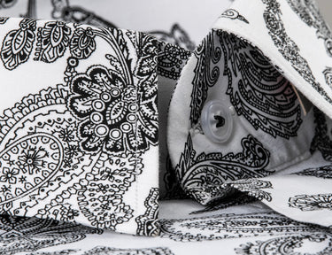 White Black Printed Shirt Semi Formal humyaunalamgir